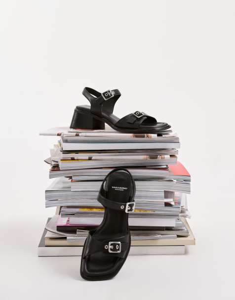 Vagabond Shoemakers Ines leather buckle heeled sandals in black - view 1