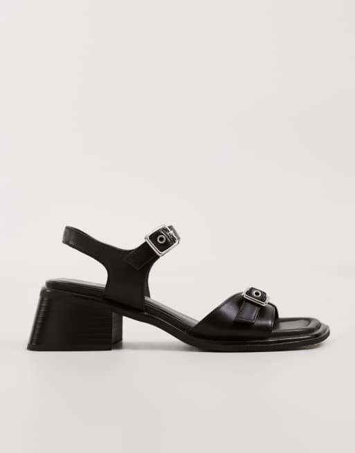 Vagabond Shoemakers - Ines - Sorte sandaler med hæl og spænder i læder, 3 af 5