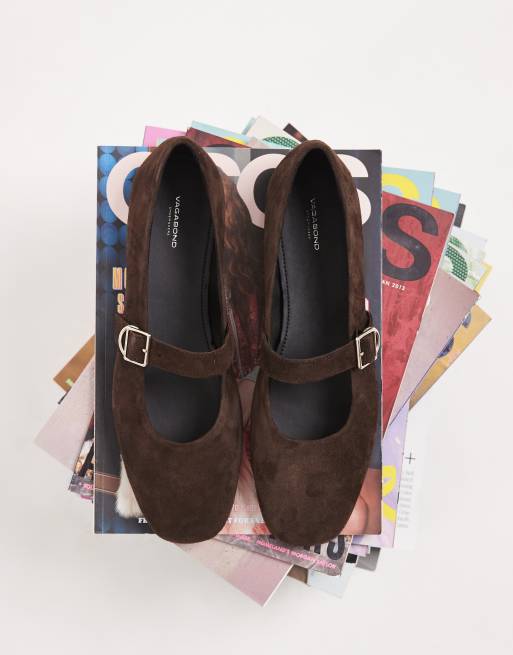 Vagabond Shoemakers Jolin Mary Jane-ballerinaskor i mocka, coffee, 2 av 5
