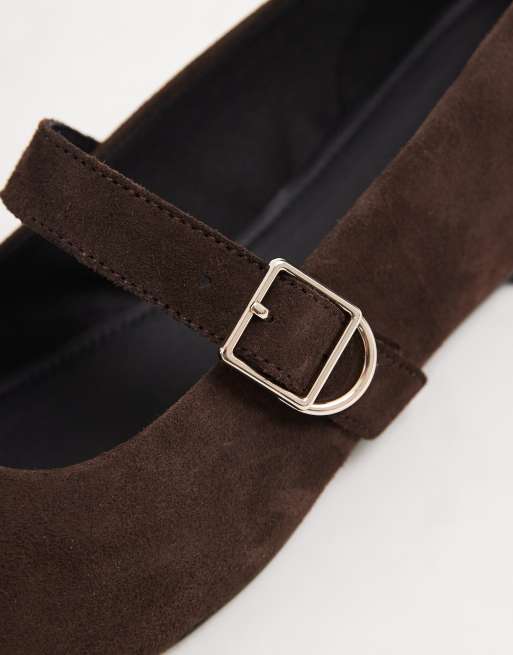 Vagabond Shoemakers Jolin Mary Jane-ballerinaskor i mocka, coffee, 4 av 5