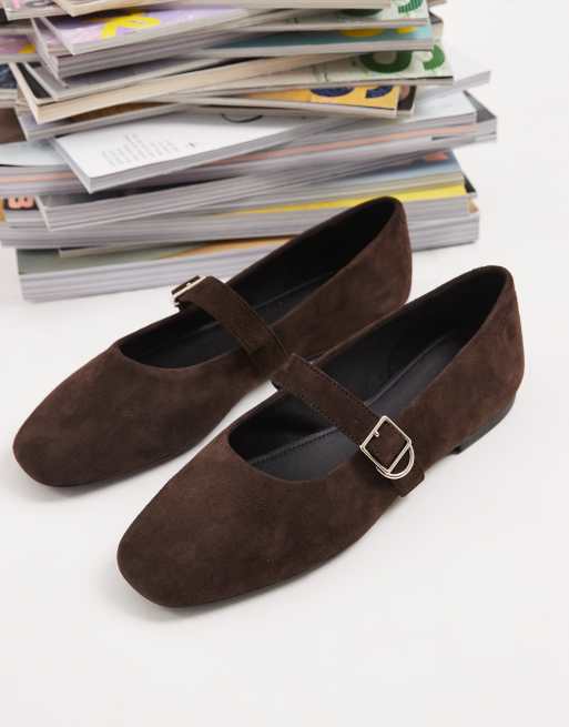 Vagabond Shoemakers Jolin Mary Jane-ballerinaskor i mocka, coffee, 5 av 5