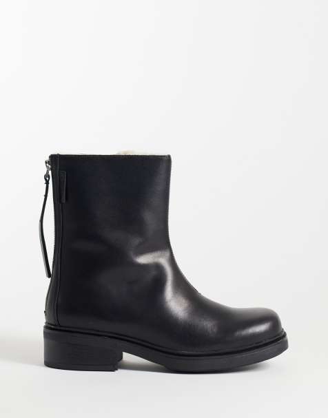 Vagabond Shoemakers Karlie botines planos con forro cálido en cuero negro - view 1