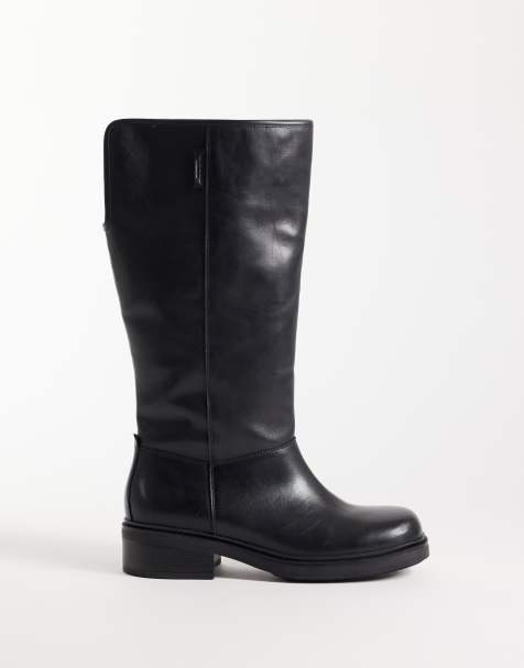 Vagabond Shoemakers Karlie flat knee boots with warm lining in black leather - view 1