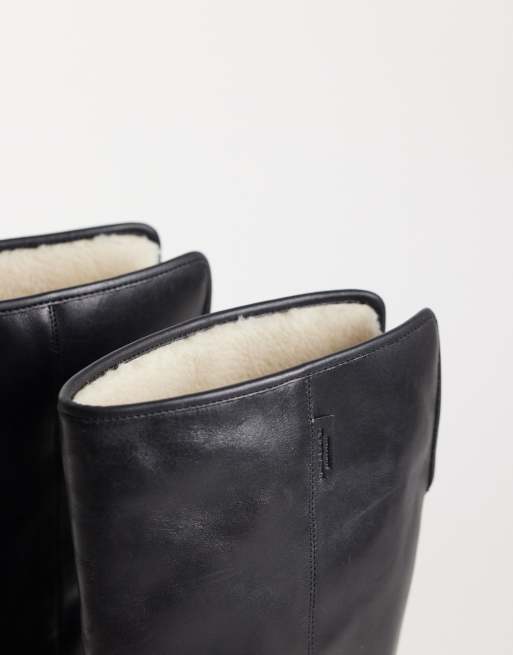 Vagabond Shoemakers Karlie flat knee boots with warm lining in black leather, 3 of 5