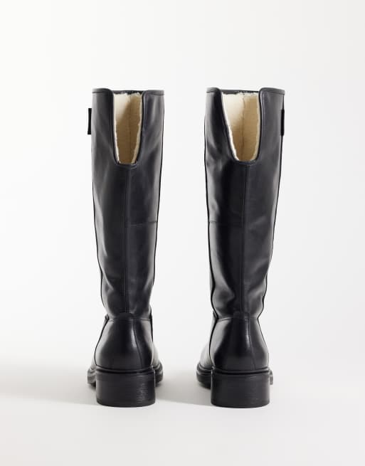 Vagabond Shoemakers Karlie flat knee boots with warm lining in black leather, 4 of 5