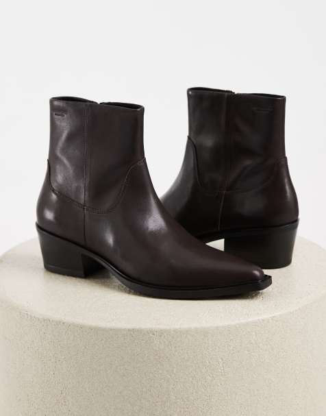 Vagabond Shoemakers Kelsey leather western ankle boots in chocolate - view 1