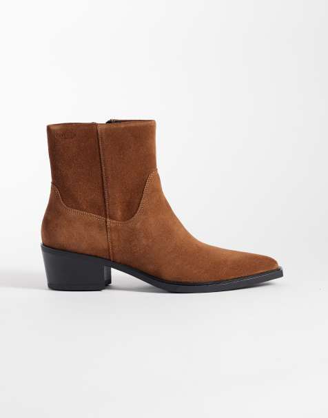 Vagabond Shoemakers Kelsey suede cowboy ankle boots in brown - view 1