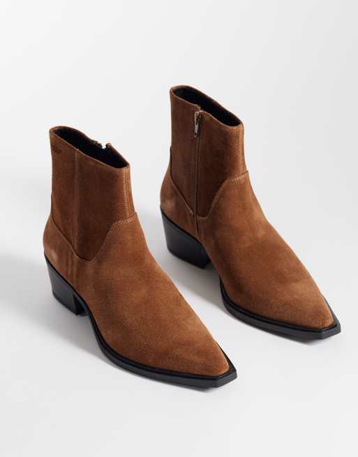 Vagabond Shoemakers Kelsey suede western ankle boots in brown, 4 of 4