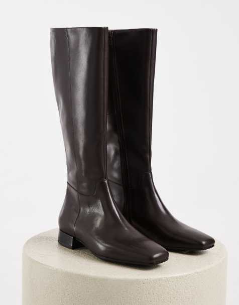 Vagabond Shoemakers Livia leather round toe knee boots in chocolate - view 1