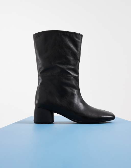 Vagabond Shoemakers Livia leather round toe ruched ankle boots in black, 4 of 4