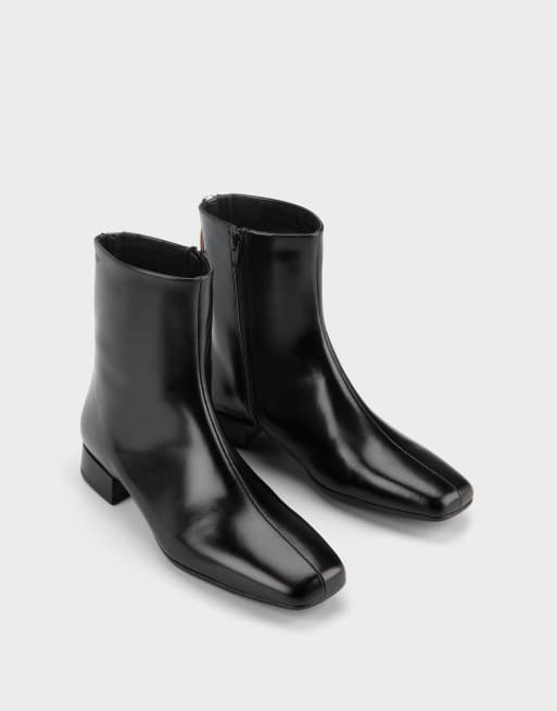 Vagabond Shoemakers Mona bottines plates à bout carré en cuir noir, 2 de 4