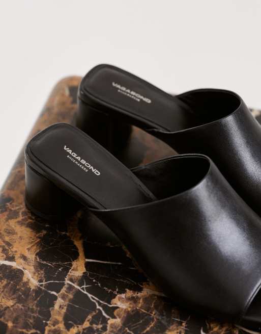 Vagabond Shoemakers Piper leather heeled mules in black, 3 of 5