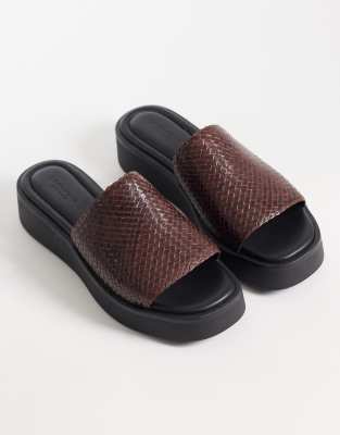 s Shoemakers Danya leather woven flatform sandals in chocolate