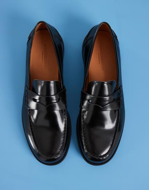 Vagabond Shoemakers Steven leather slim penny loafers in polished black - view 1