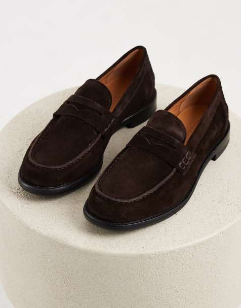 Vagabond Shoemakers - Steven - Smalle penny loafers van suède in bruin - view 1