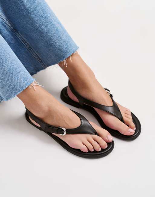 Vagabond Shoemakers Zaida leather thong flat sandals in black, 4 of 5