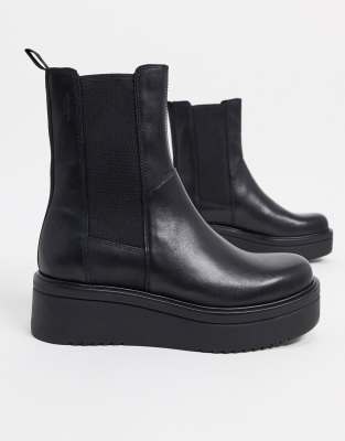 Vagabond - Tara - Leren chelsea boots met plateauzool in zwart | ASOS