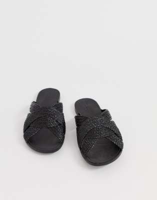 black woven sandals