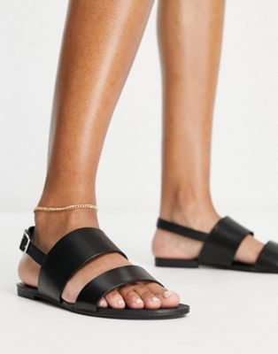 Vagabond Tia flat sandals in black leather