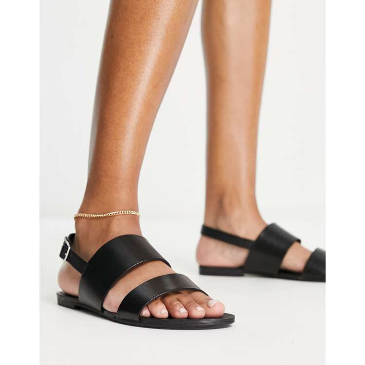 Vagabond Tia flat sandals in black leather ASOS