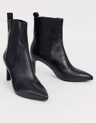 heeled ankle boots black leather