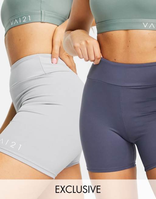 VAI21 2 pack 5 inch bootie shorts in navy and gray