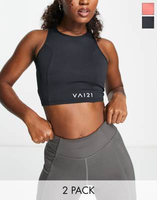 VAI21 2 pack active leggings in gray and green