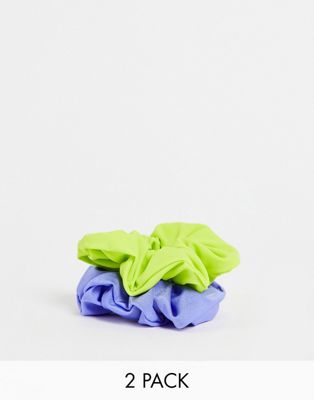 VAI21 2 pack scrunchies in blue & lime green