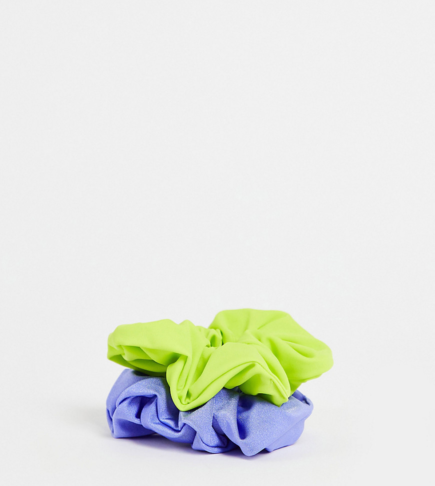 VAI21 2 pack scrunchies in blue & lime green-Multi