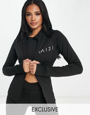 VAI21 active polar fleece zip jacket in black