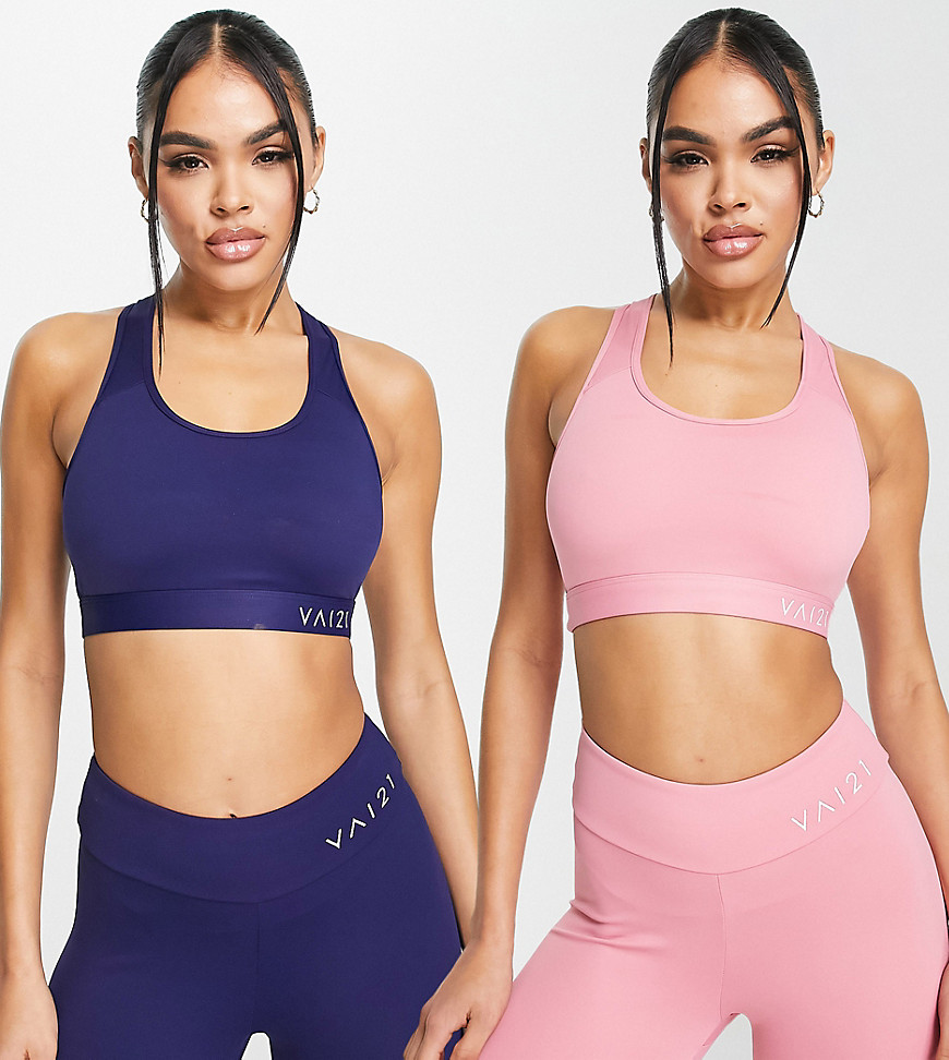 VAI21 co-ord 2 pack sports bras in pink-Multi