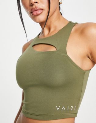 VAI21 co-ord cut out cropped top in khaki - ASOS Price Checker