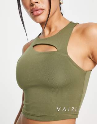 VAI21 VAI21 co-ord cut out cropped top in khaki-Green