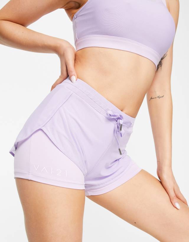 VAI21 co-ord mesh 2 in 1 shorts in lilac - part of a set