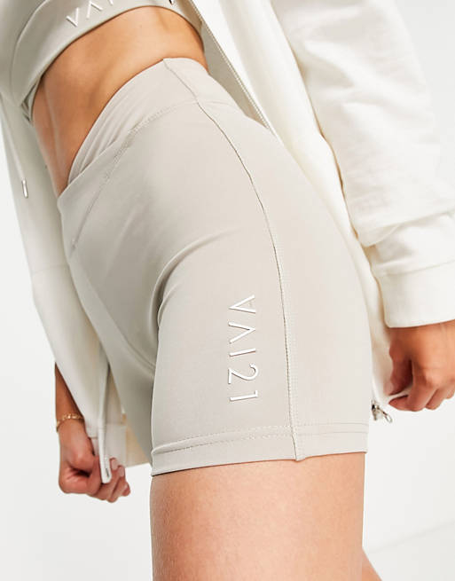 VAI21 cross over legging shorts in taupe