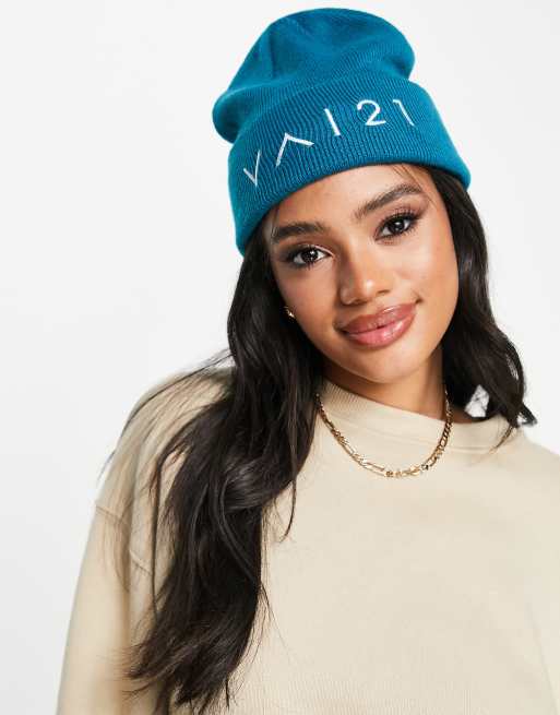 VAI21 - Gebreide beanie met logo in groenblauw
