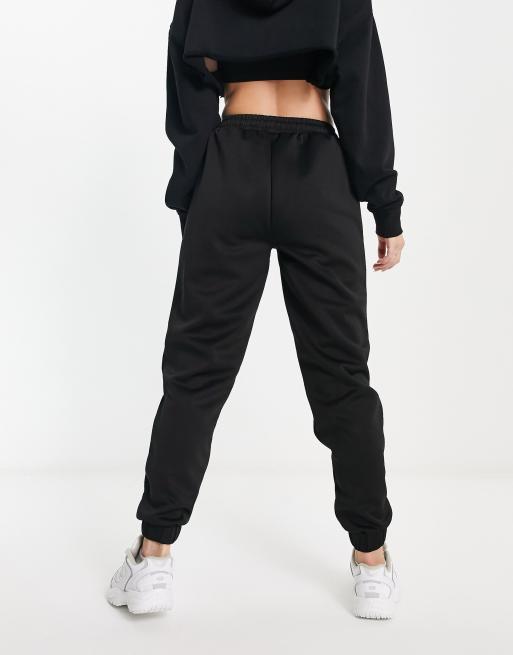 VAI21 - Joggers neri con fondo elasticizzato e cuciture in coordinato, 2 di 4