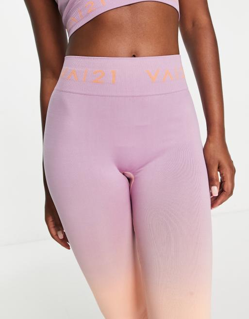 VAI21 – Nahtlose Leggings mit Dip-Dye-Färbung in Orange und Flieder, Kombiteil, 3 von 4