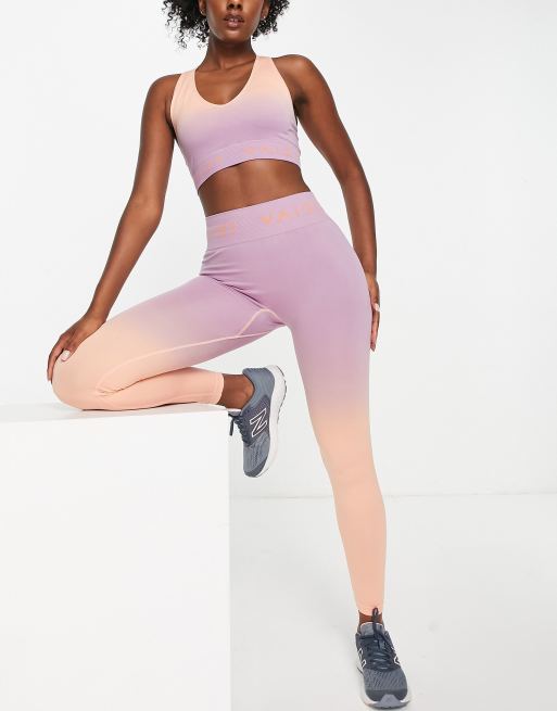 VAI21 – Nahtlose Leggings mit Dip-Dye-Färbung in Orange und Flieder, Kombiteil, 4 von 4