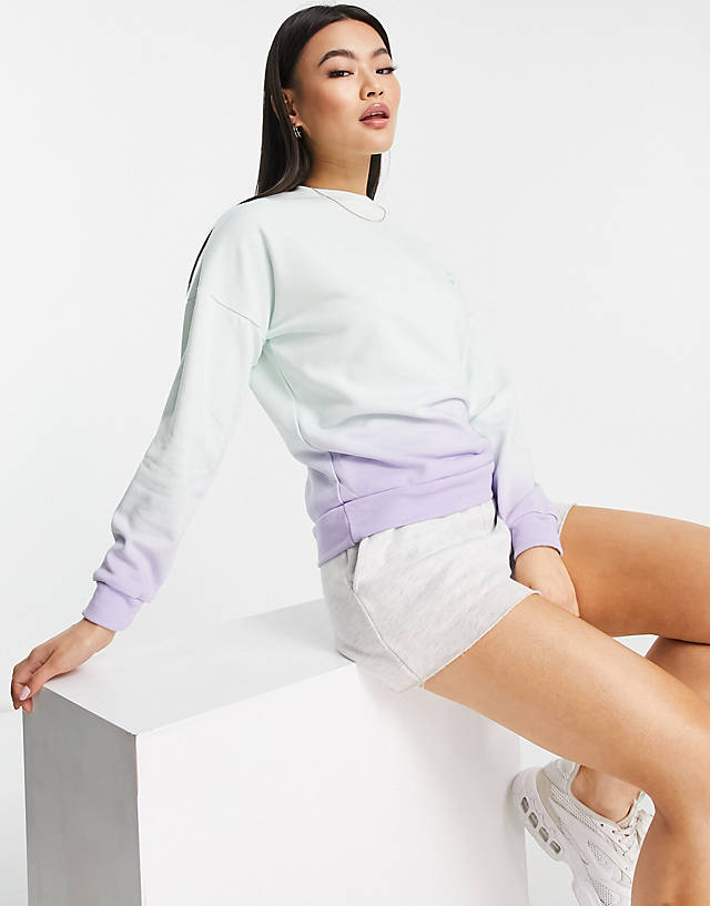 VAI21 - ombre dip dye co-ord crew neck sweatshirt in pastel blue and lilac