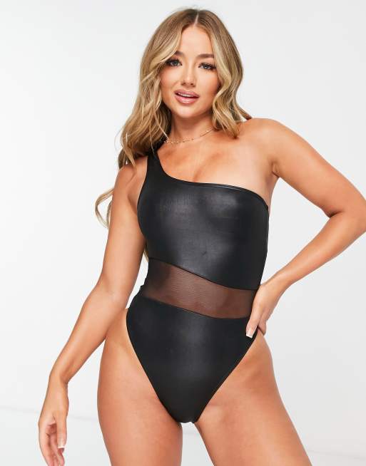 Black swimming best sale costume asos