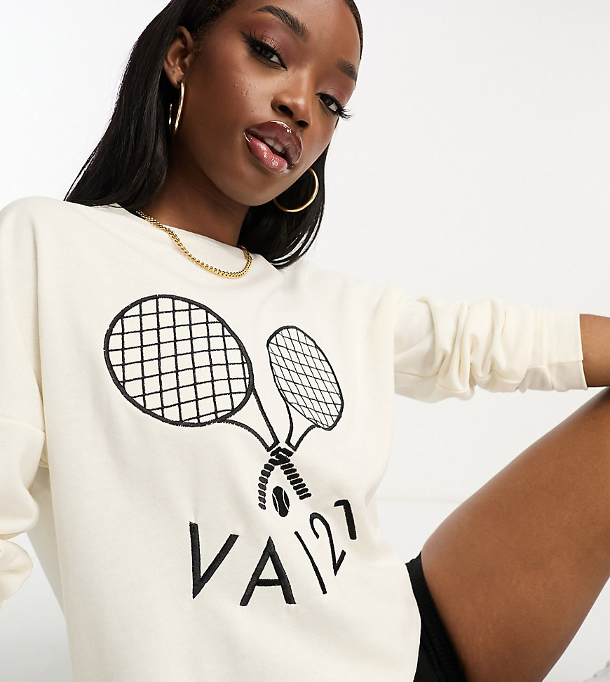 VAI21 oversized tennis sweatshirt co-ord in cream-White