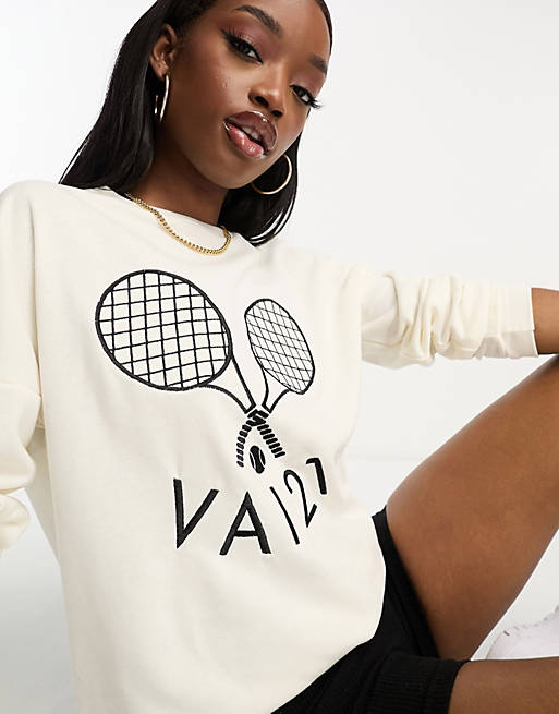 VAI21 oversized tennis sweatshirt in cream (part of a set)