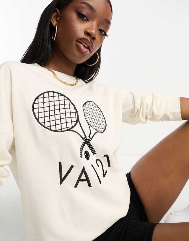 VAI21 oversized tennis sweatshirt in cream - part of a set