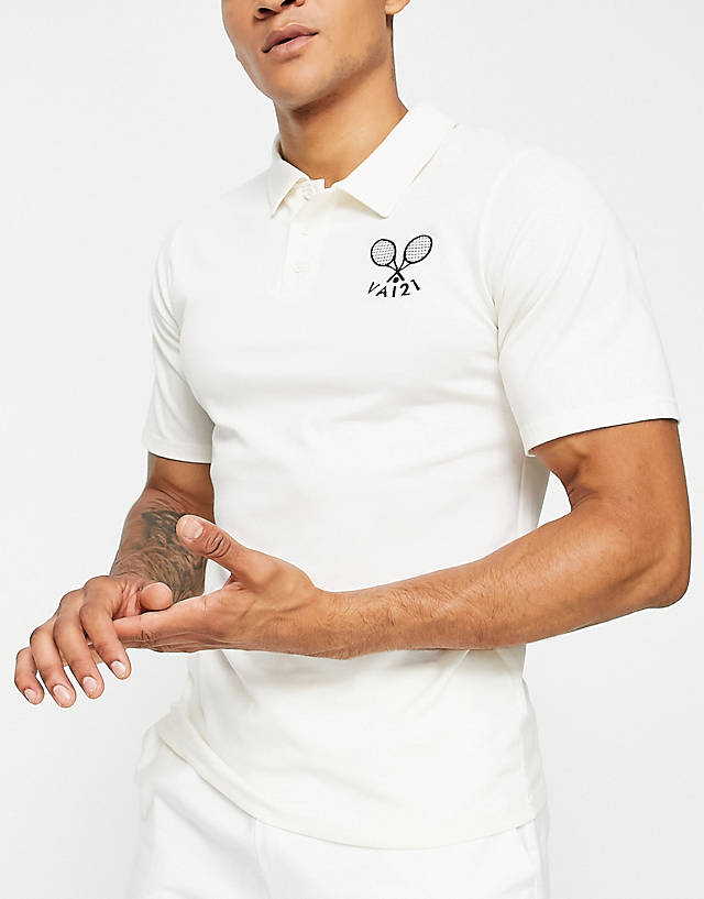VAI21 - polo tennis shirt co-ord in cream