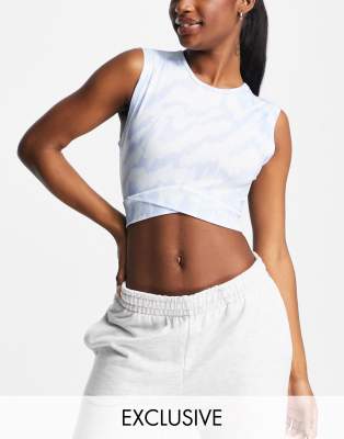 VAI21 print wrap over crop top in ice blue - Click1Get2 Black Friday