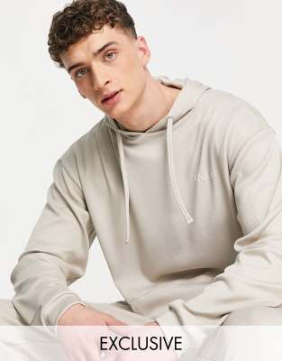 VAI21 ribbed hoodie co-ord with pocket in ecru - ASOS Price Checker