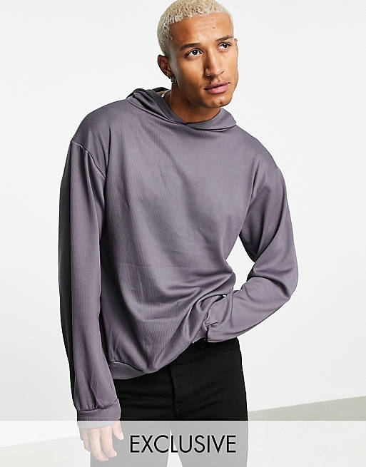 VAI21 ribbed hoodie in grey