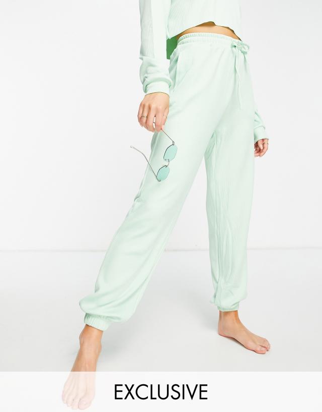 VAI21 ribbed sweatpants in mint green - part of a set