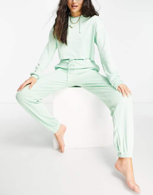 VAI21 ribbed sweatpants in mint green - part of a set